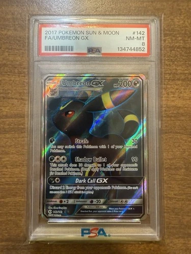 2017 POKEMON SUN & MOON FA/UMBREON GX PSA 8 NM- MT