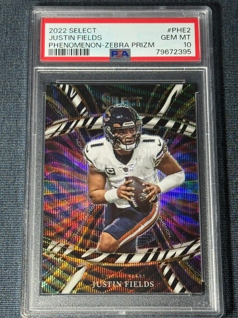 PSA 10 - 2022  Select #PHE2 Justin Fields "Phenomenon-Zebra Prizm" Gem Mint