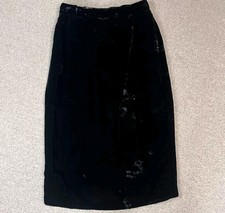Valentino Velvet Skirt Women Size 4 Black Midi Italy Straight Retro Goth Whimsy