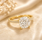 Certified Cushion Cut 14K Yellow Gold Plated Moissanite Engagement 2.50 Ct Ring — photo 1
