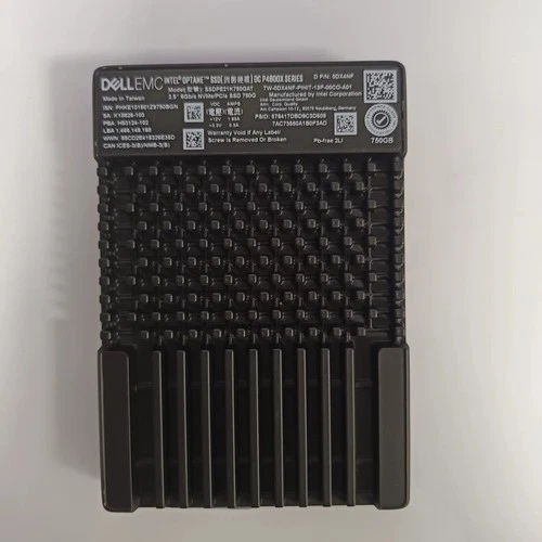 Dell Intel Optane P4800X 750GB SSD U.2 NVMe PCIe3.0x4 SSDPE21K750GAT 100% Health