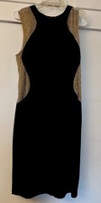 XSCAPE Black Beaded Cocktail Dress Size 14 Sleeveless Evening Formal