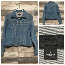 Uniqlo Jean Jacket Women’s L Blue Denim Trucker Stretch