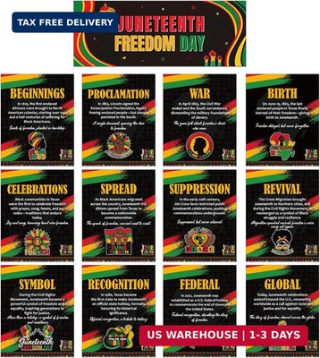 Shejdgart Juneteenth Bulletin Board Decorations - 12 Pcs Juneteenth History Post