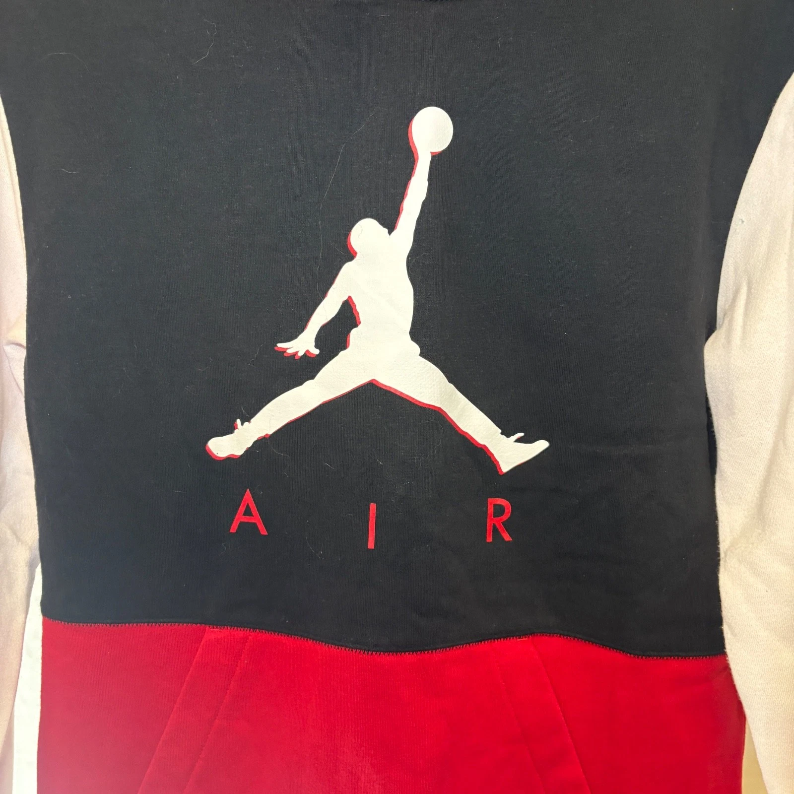 Nike Air Jordan Pullover Hoodie Youth XL Red Jumpman Color Block 13-15 Yrs