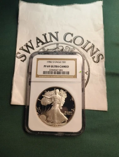 1986 S American SILVER EAGLE NGC PF69 ULTRA CAMEO EL116