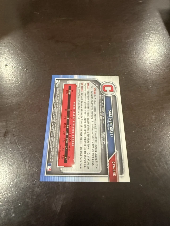 Sam Hentges 2019 Bowman Chrome Gold Refractor Auto Autograph #41/50 - Image 2 of 2