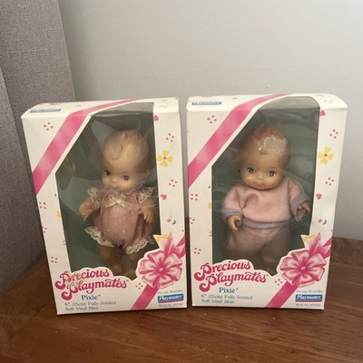 2 1980s Precious Playmates Pixie 6'' baby Doll New Vintage NOS toy fully jointed