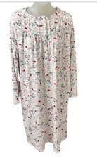 Aria Collections Long Sleeve Velour Night Gown Size Small Floral Birds