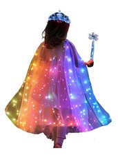 Girls Princess Cape LED Light Up Cloaks Princess Costumes Halloween Dress Up ...