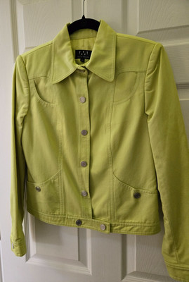 David Meister Women's Bright Green LIned Button Closure Jacket Size 6 