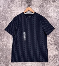 New Armani Exchange T Shirt Large Mens Blue All Over Print Short Sleeve Crewneck