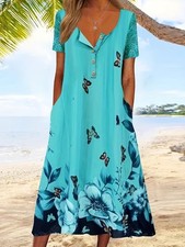 4XL Oversized Plus Size 26 - Bust: 54-57.9" Butterfly Dress - Pockets ✨Brand New