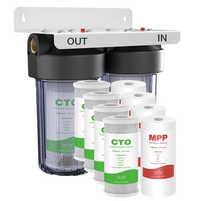 SimPure Sediment Carbon 2-Stage Whole House Water Filter System 10x4.5'' Big Blue