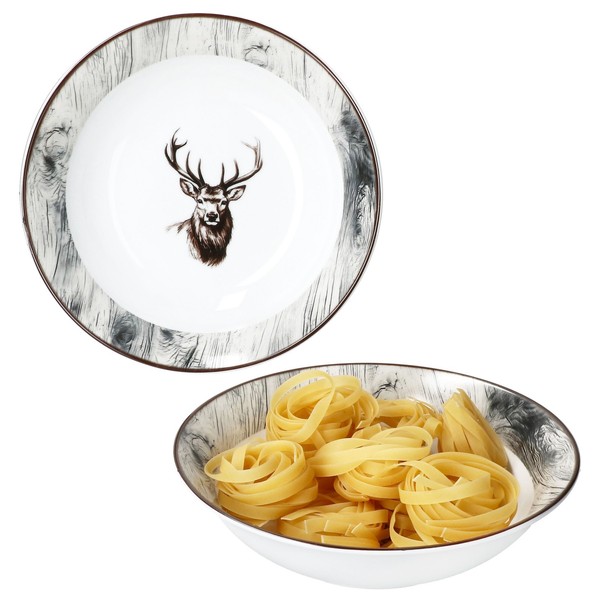 2X Alois Servierschale Ø23Cm 1L Porzellan Hirsch Suppen-SchüSsel Beilagen Salat-image