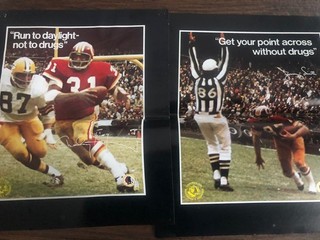 Vtg. 1970's Washington Redskins Anti Drug Public Service Poster Lot (2 )