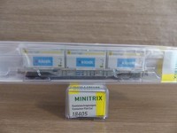 Minitrix N 18405 Vierachsiger Container-Tragwagen Bauart Sgnss Der (Sbb/Cff/Ffs)