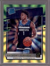 ANTHONY EDWARDS 2020-21 Donruss #201 Holo Green & Yellow Laser Rated Rookie RC