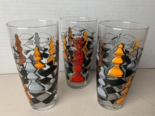 LOT 3 VERRES - VINTAGE ORANGE - JEU D'ECHECS