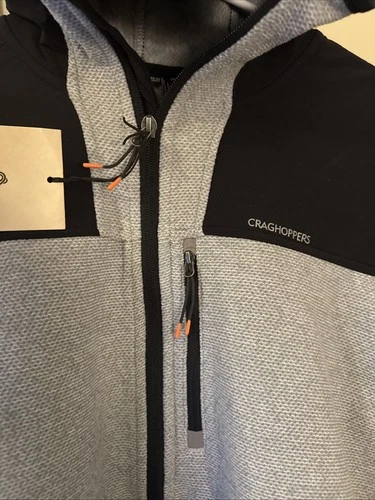 Craghoppers Men's Abrigo Hooded Black /Cloud Grey Fleece Jacket XL fits like L image 4
