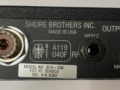 Shure SM58 UC2-UA Wireless Mic + SC4-CN Receiver Bundle *POWER