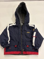 VTG Oshkosh Reversible Hooded Zip Up Jacket Size 2T Red White Blue  Blue  Gray