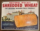Vintage Andy Rooney Porcelain Sign- Shredded Wheat 1939 Repro Niagara Falls NICE