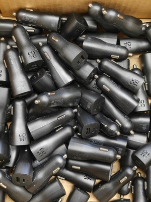 Lot of 80 - GoTo 32 Watt Dual USB Car Charger USB-A & USB-C - Black - Used