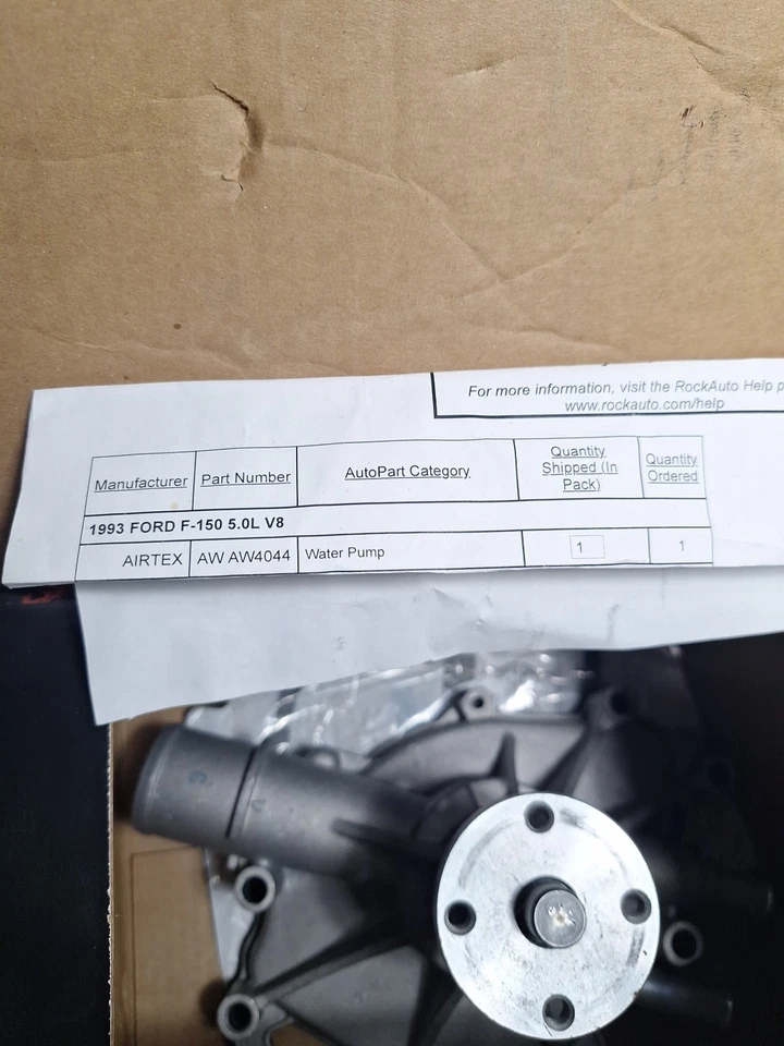 Bomba de agua Airtex con junta para Ford F-150 F-250 F-350 Bronco 1987-1996 serie E Foto 4 de 4