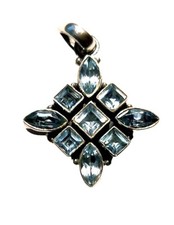 Silber Anhänger Blautopas Edelsteinanhänger 925 er Sterling Silberschmuck Stein