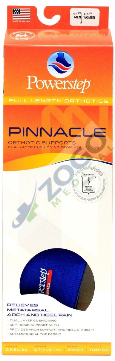 Powerstep Pinnacle Full Length Orthopedic Foot Insoles Support All Sizes