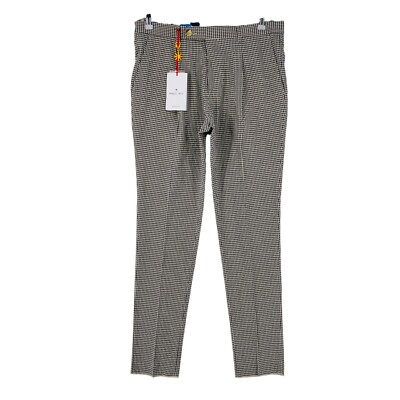Manuel Ritz Herren Grau Kariert Slim Fit Kleid Hose Eu 56 W40
