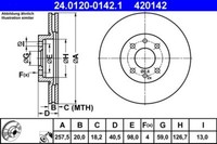 2X ATE 24.0120-0142.1 Bremsscheibe FüR Alfa Romeo Passend FüR Fiat Lancia