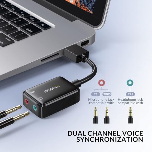 iDsonix Sound Card Adapter USB to 3.5mm Audio Stereo Aux External Converter - Bild 3 von 7