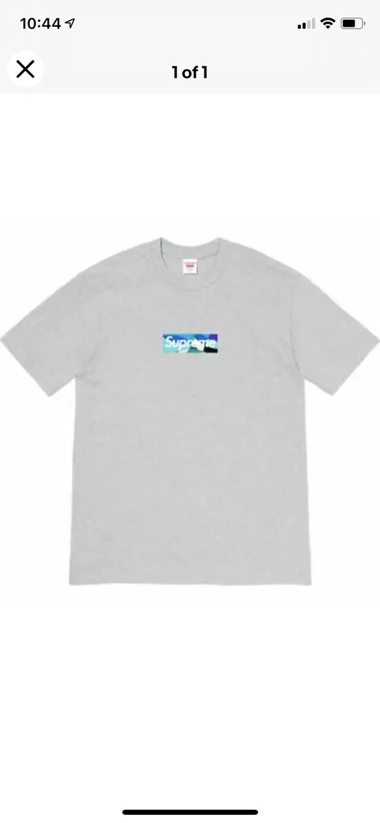 Supreme Emilio Pucci Box Logo Tshirt Tee size Large L Gray Blue