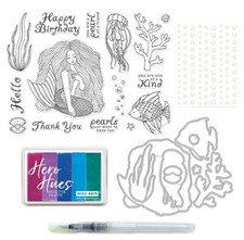 Hero Arts JUNE 2022 Monthly Kit Stamps Dies Inks Brush MERMAID UNDER THE SEA