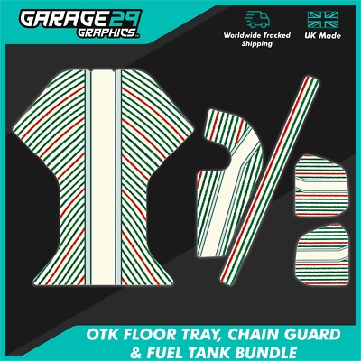 TONY KART STYLE FLOOR TRAY, 8LTR FUEL TANK & CHAIN GUARD KARTING STICKER BUNDLE