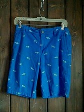 Arizona Jean Co. Boys Chino Shorts Teal Size 12 Husky Blue with Sharks