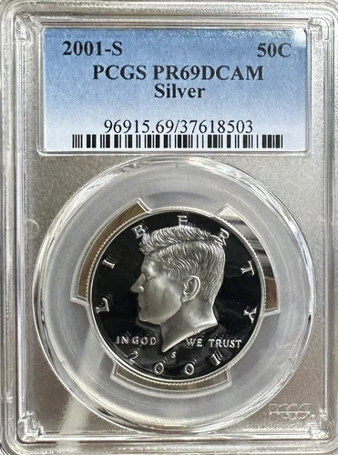 2001 S US Kennedy SILVER Proof Half Dollar PCGS PR69 DCAM