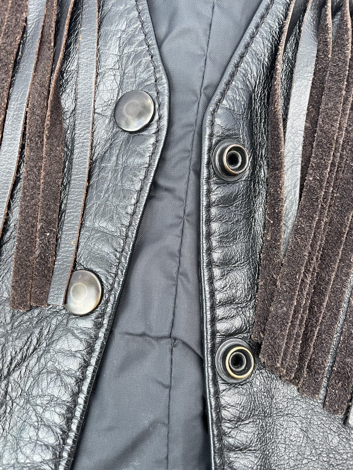 Park V Leather Vest Women's Size 14 Fringe Motorcycle Biker Made In USA