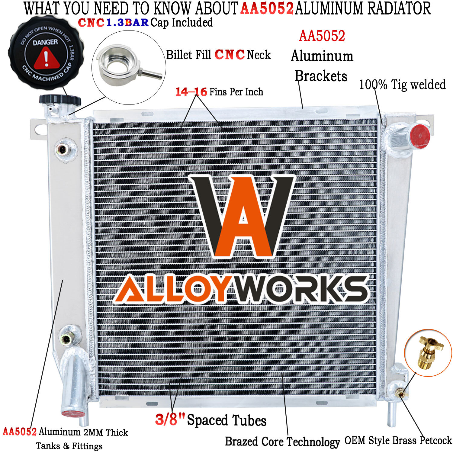 Upgraded Aluminum 2 Row Radiator for 1985-1994 Ford Ranger Explorer Bronco II 4.0L V6