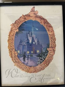 25th Anniversary Disney Poster. Embossed. Original Frame. FAST SHIPPING!
