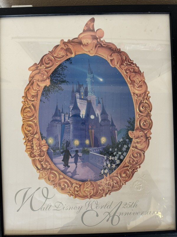 25th Anniversary Disney Poster. Embossed. Original Frame. FAST SHIPPING!