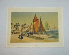  MARINE ANCIENNE PORT BRETON  scène bretonne TABLEAU GRAVURE