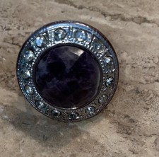 Silver Copper Amethyst Purple Round Ring Size 8 Artist Creation