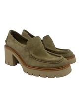 Pedro Garcia Zavanna Suede Heeled Loafers in Beige Size 38.5