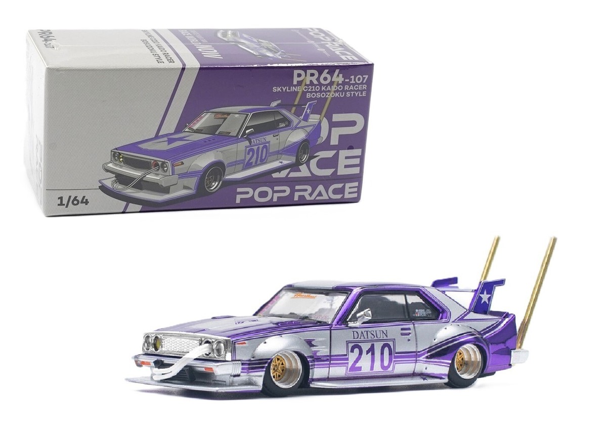 Pop Race 1:64 Nissan Skyline C210 Kaido Racer Bosozoku Style Model