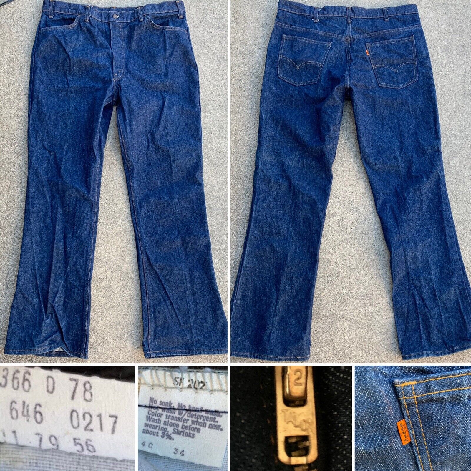 vintage Levi’s 646 jeans orange tab Talon 42 zipper size 40 34 inseam 33.5  in