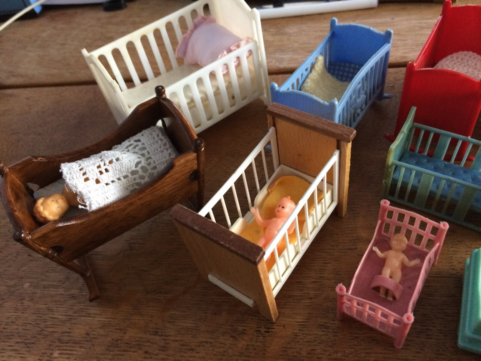 A collection of vintage dolls beds, cots, high chairs, dolls house eBay