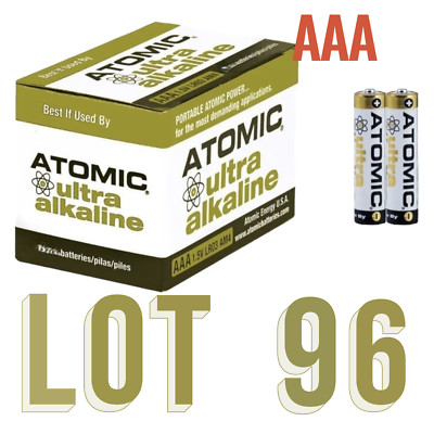96 pack AAA Batteries Atomic Ultra Alkaline 1.5V LR03 AM4 Wholesale Bulk Lot
